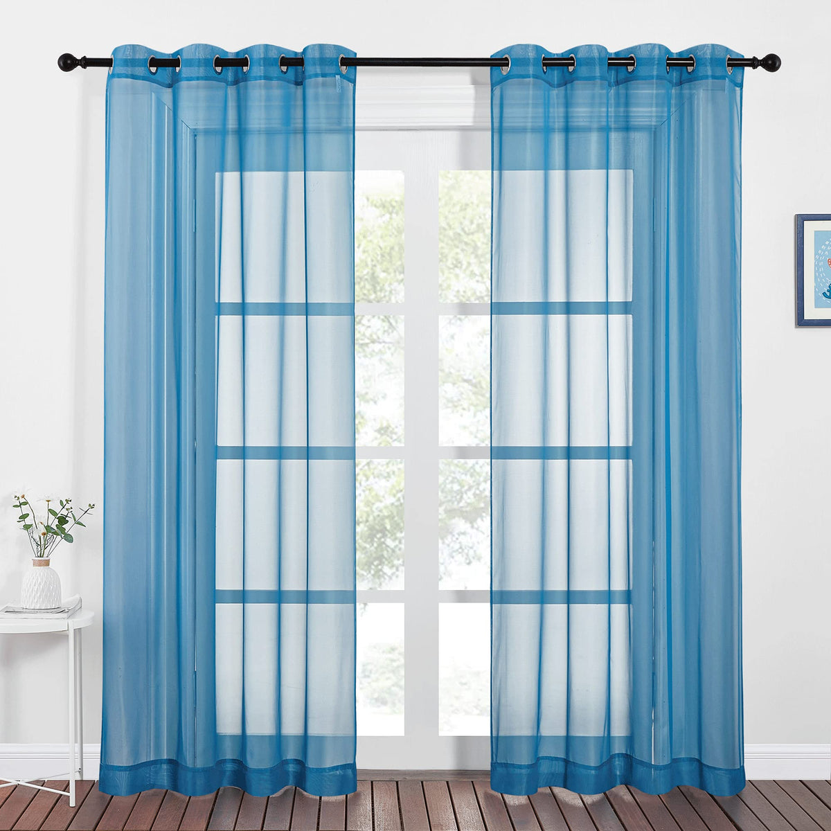 NICETOWN White Sheer Curtains & Drapes 96 inches Long for Living Room - Grommet Top Solid Lightweight & Airy Gauzy Window Treatments with Light Filtering for Bedroom, 2 Panels, W54 x L96