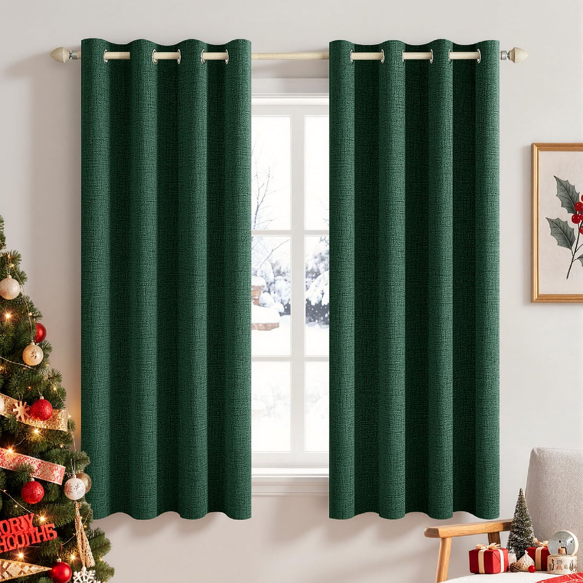 MIULEE 100% Blackout Linen Curtains for Bedroom 52x84 Inches Natural Beige