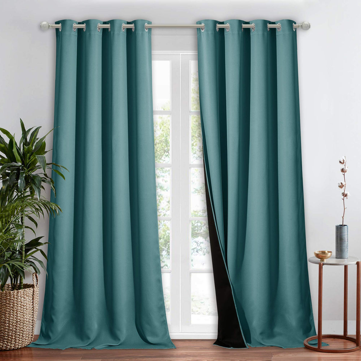 NICETOWN 100% Blackout Curtain 54 inches Long, Double-Deck Completely Blackout Window Treatment Thermal Insulated Lined Drape for Small Window (White, 1 PC, 52 inches Width Each Panel)
