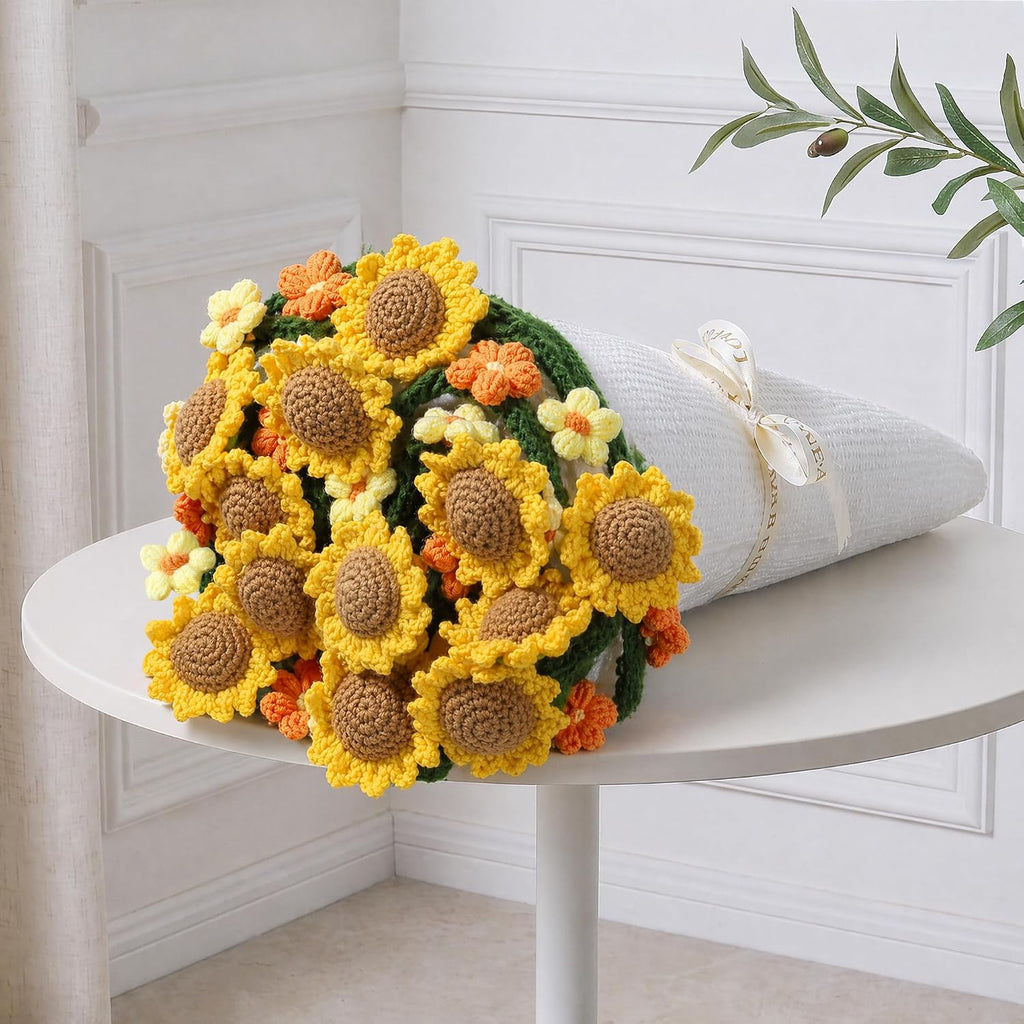 Ivydale 43inch Sunflowers Crochet Blanket Knitted Flower Bouquet Throw
