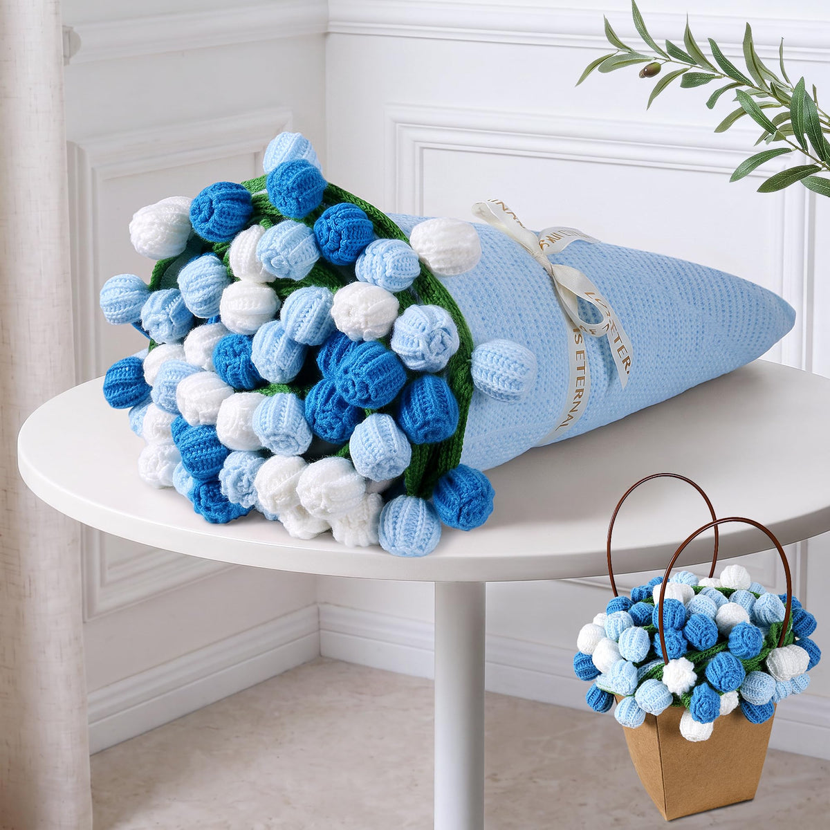 Ivydale 43inch Sunflowers Crochet Blanket Knitted Flower Bouquet Throw