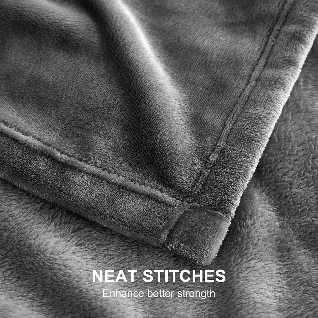 Hansleep Queen Grey Fleece Blanket, Soft Flannel Bed Blanket