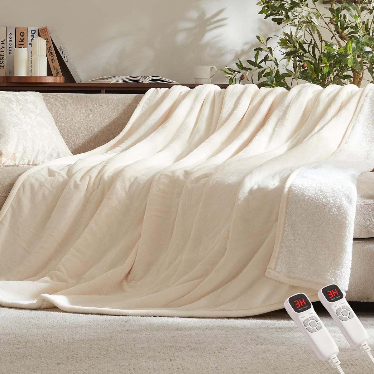 Electric Heated Blanket,50"x60" Heating Throw Flannel London Grey