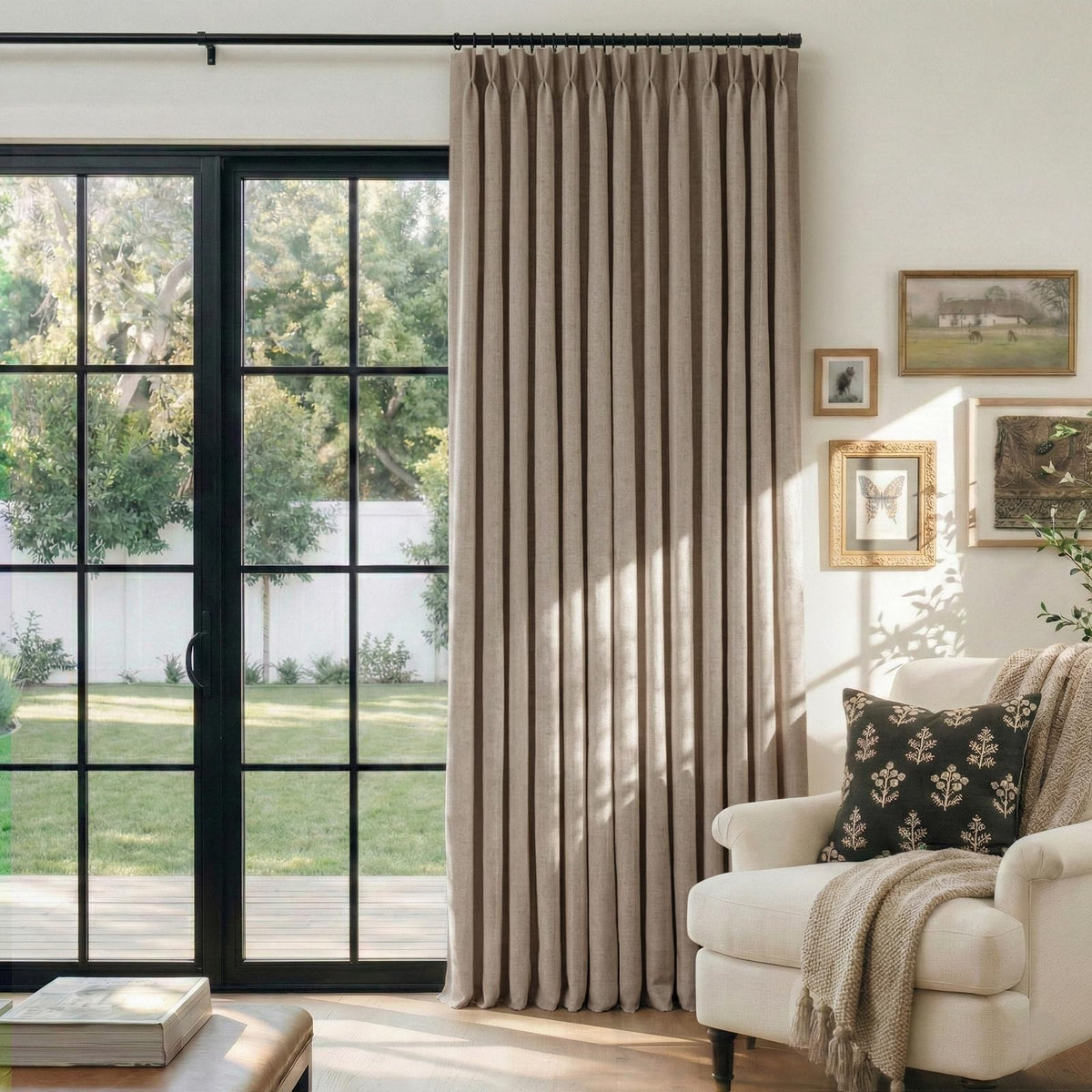 CAPALOCA Extra 70 Inch Wide Linen 100% Blackout Curtains 84 Inch Long