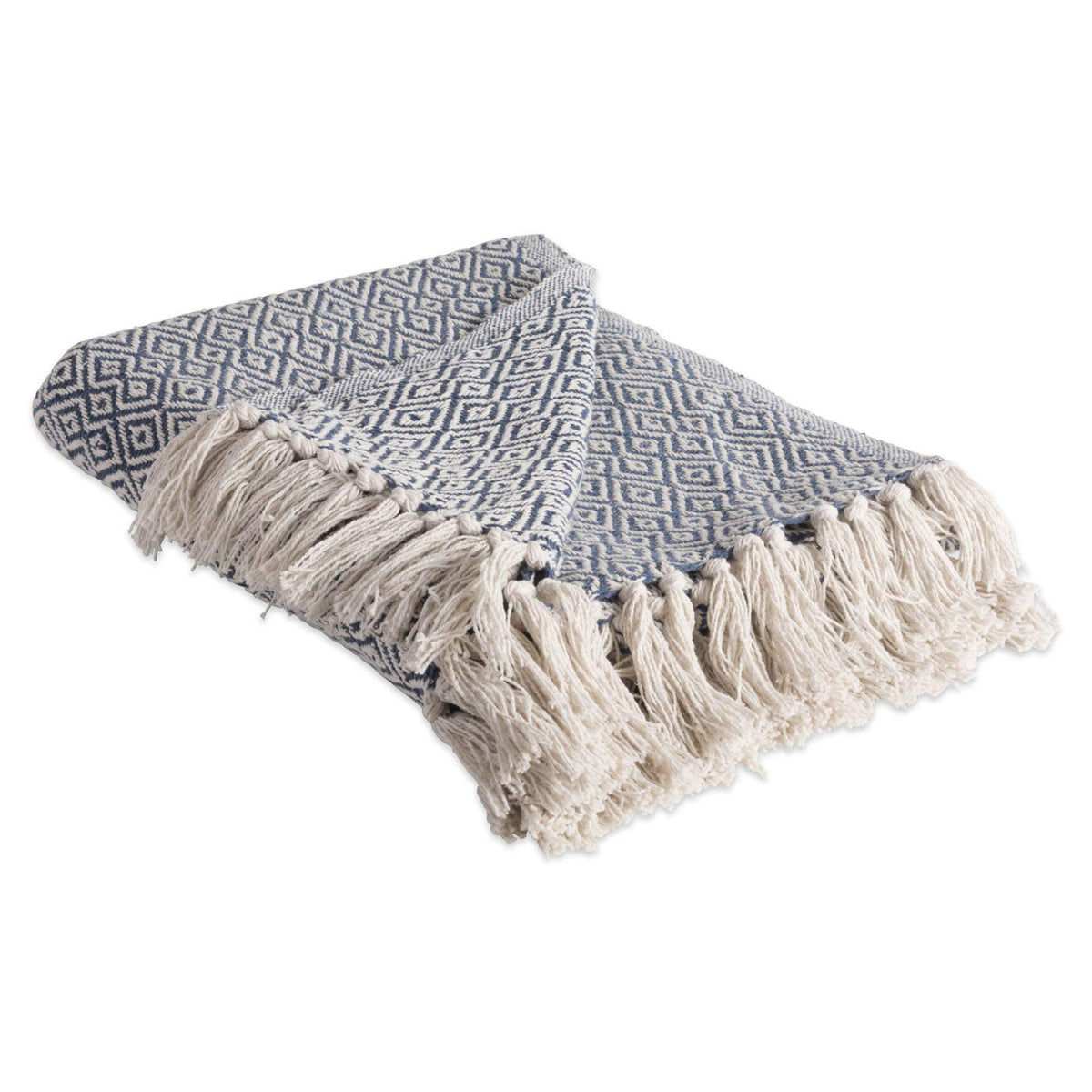DII Rustic Farmhouse Double Diamond Woven Throw, 50x60, Stone