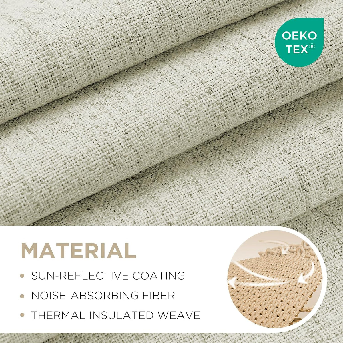 Joydeco Blackout Curtains for Bedroom - 84 Inch Long 100% Light Blocking 2 Panels Light Beige Drapes, Thermal Insulated Room Darkening Curtains, Linen Textured for Living Room, Rod Pocket & Back Tabs