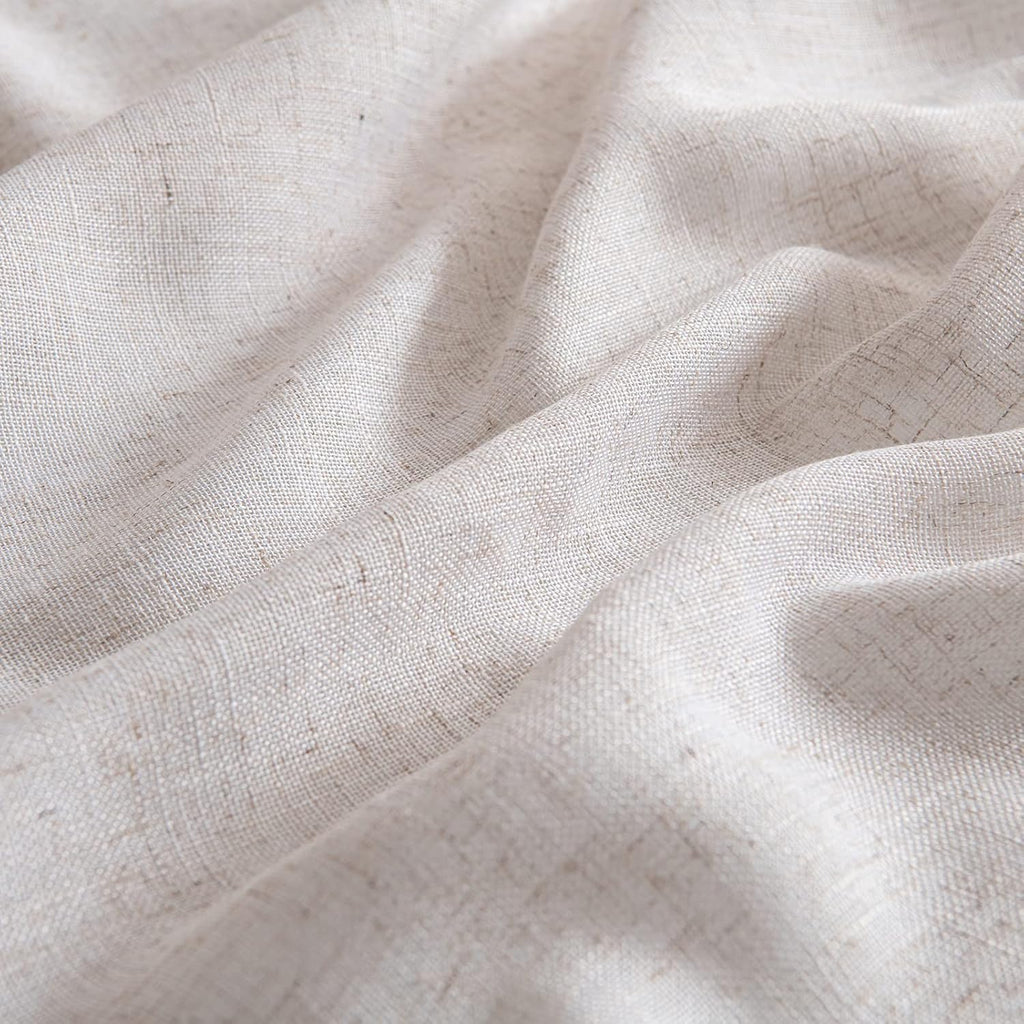 MIULEE Natural White Linen Curtains 52x90 Inch Long 2 Panels for Bedroom