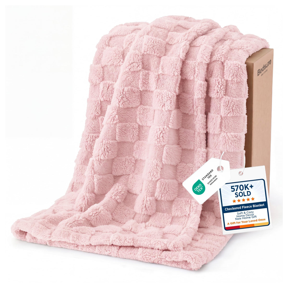 Bedsure Checkered Fleece Throw Blanket,Cute Home Decor,Sage Green,50"×60"