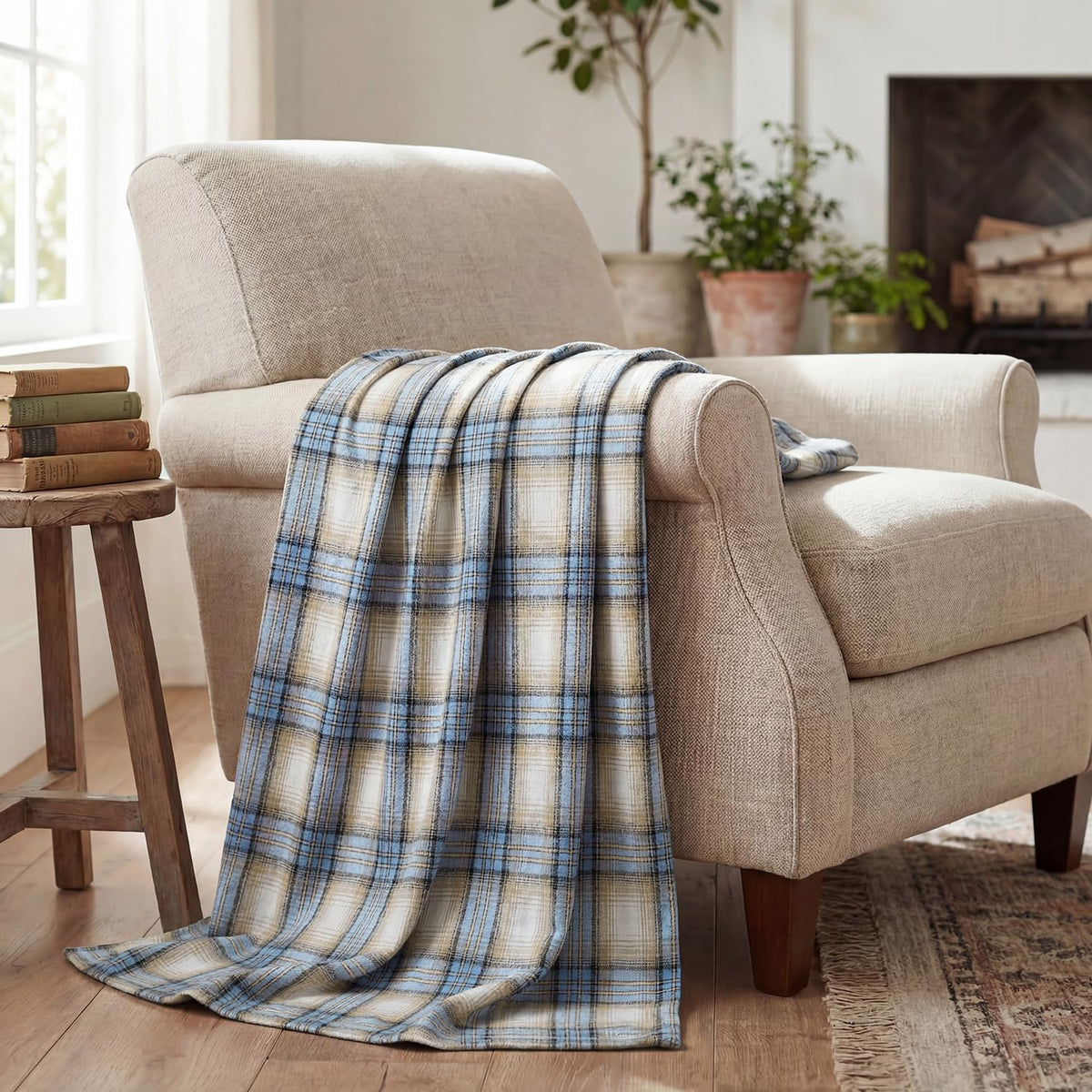 Horaldaily Rust Plaid Fall Decorative Throw Blanket 50x60