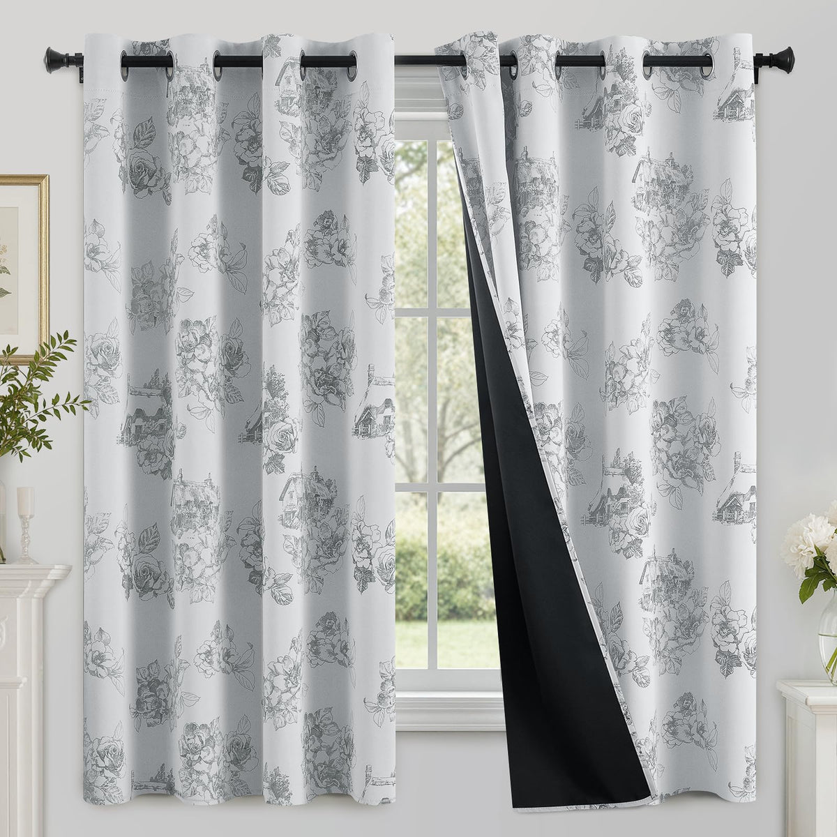 SimpleHome Cream 100% Blackout Curtains Room Darkening Living Room 84 Inch