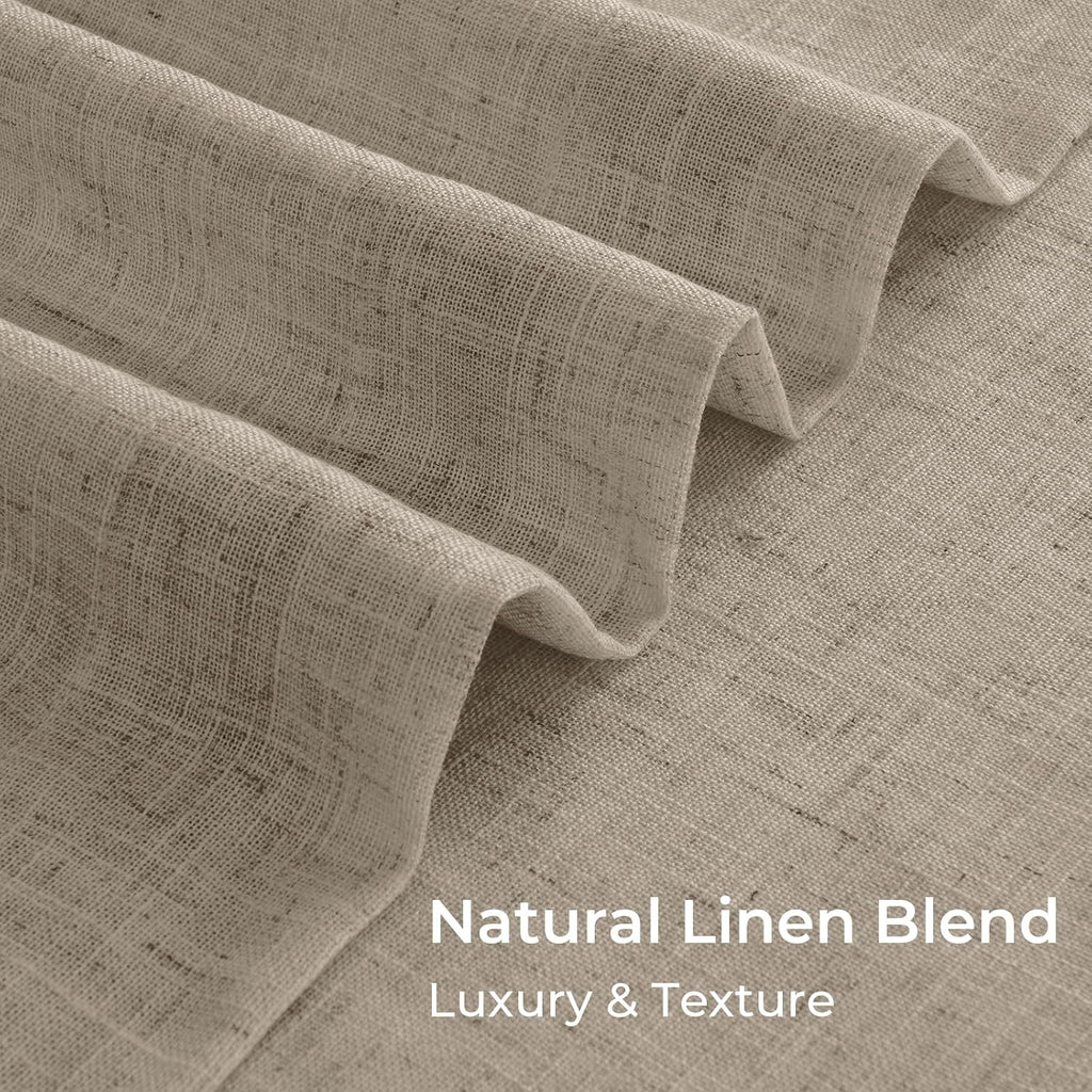 CAPALOCA Extra 70 Inch Wide Linen 100% Blackout Curtains 84 Inch Long