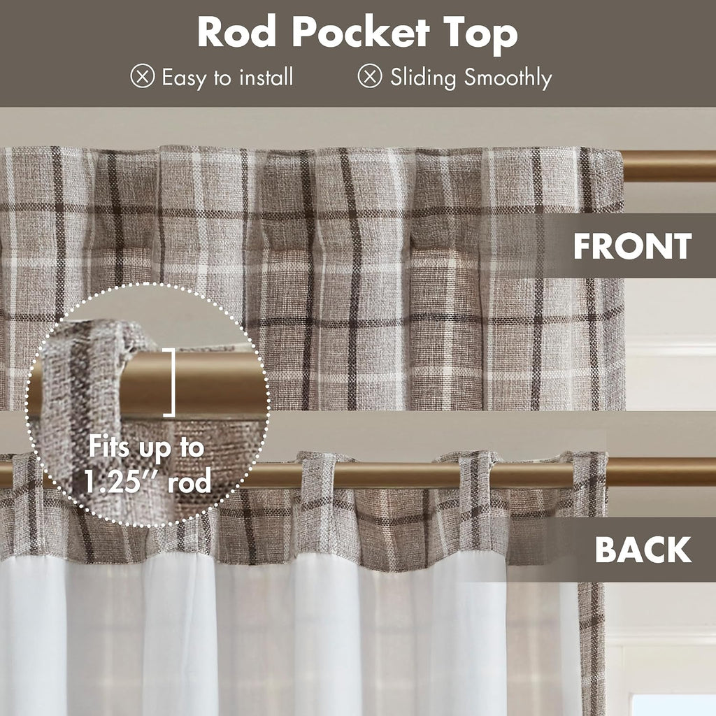 Madison Park Plaid Window Curtain Thermal Insulated, 1 Panel, 50x95 Brown
