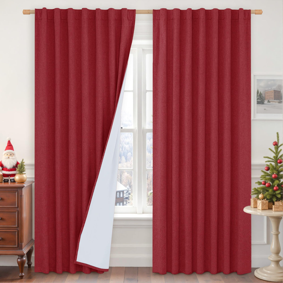 LAMIT 100% Blackout Short Linen Curtains for Cafe 40 Inch Length, Ivory