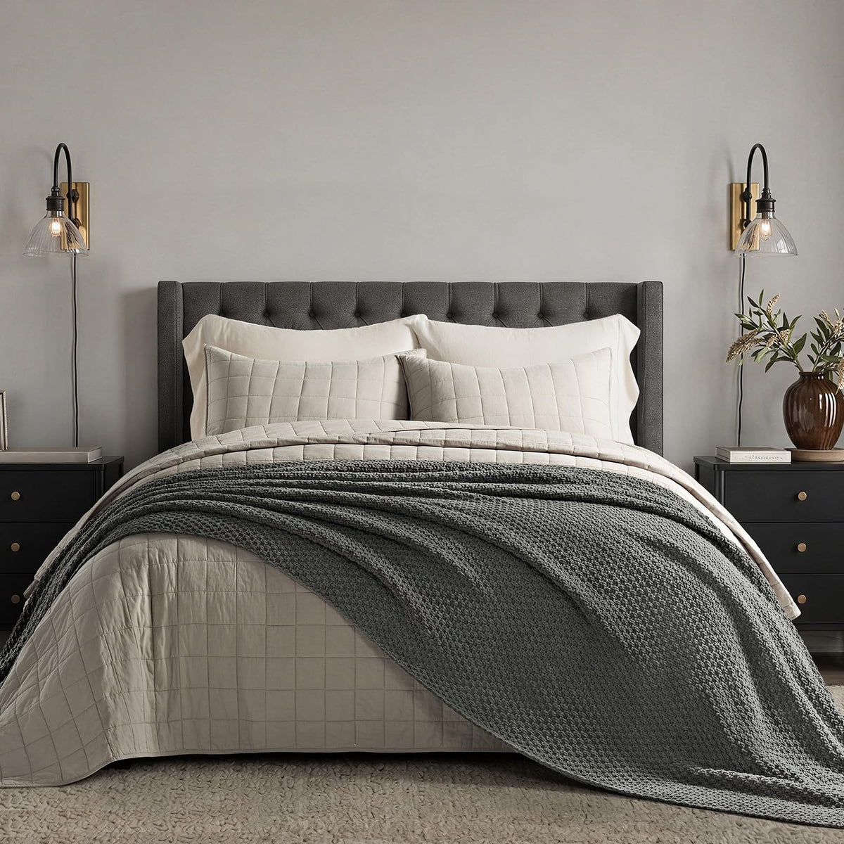 EVERGRACEHOME Chunky Chenille Knit Throw Blanket, 50 x 60, Olive Green