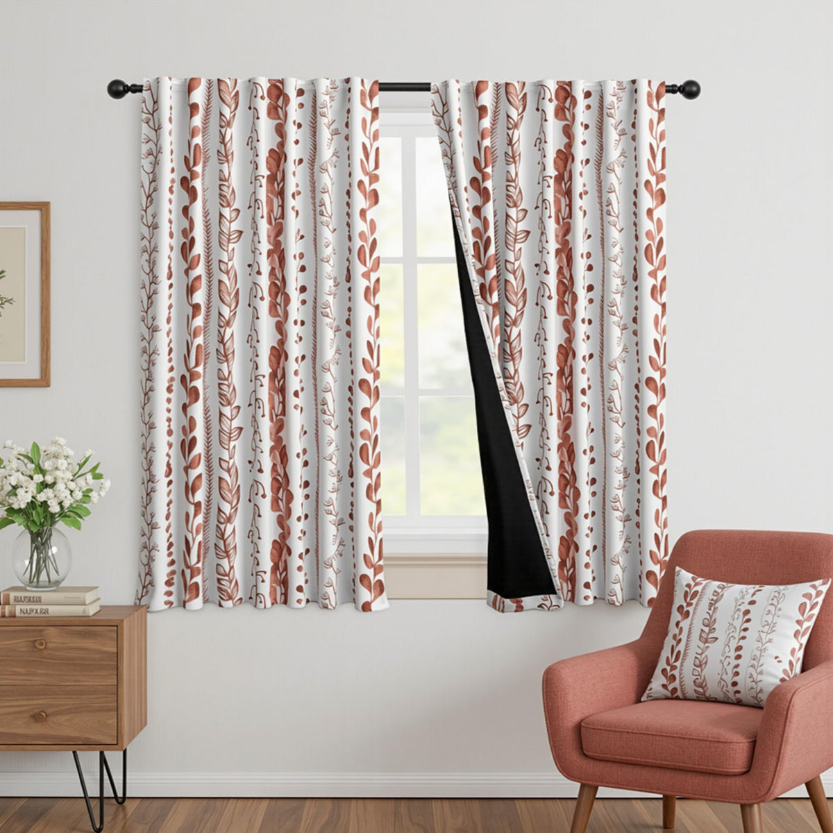 MEETSKY Sage Green Curtains 72 Inches Long 2 Panels Boho Curtains for Living Room Light Filtering Patterned Drapes for Bedroom Linen Style Back Tab Leaf Print Window Treatment, 50” Wide Each Panel