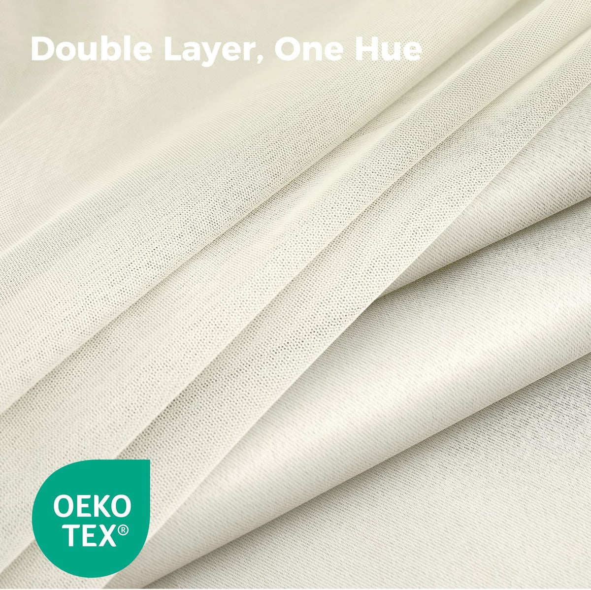 100% Blackout Curtains for Bedroom, Double Layer Ivory 84" L