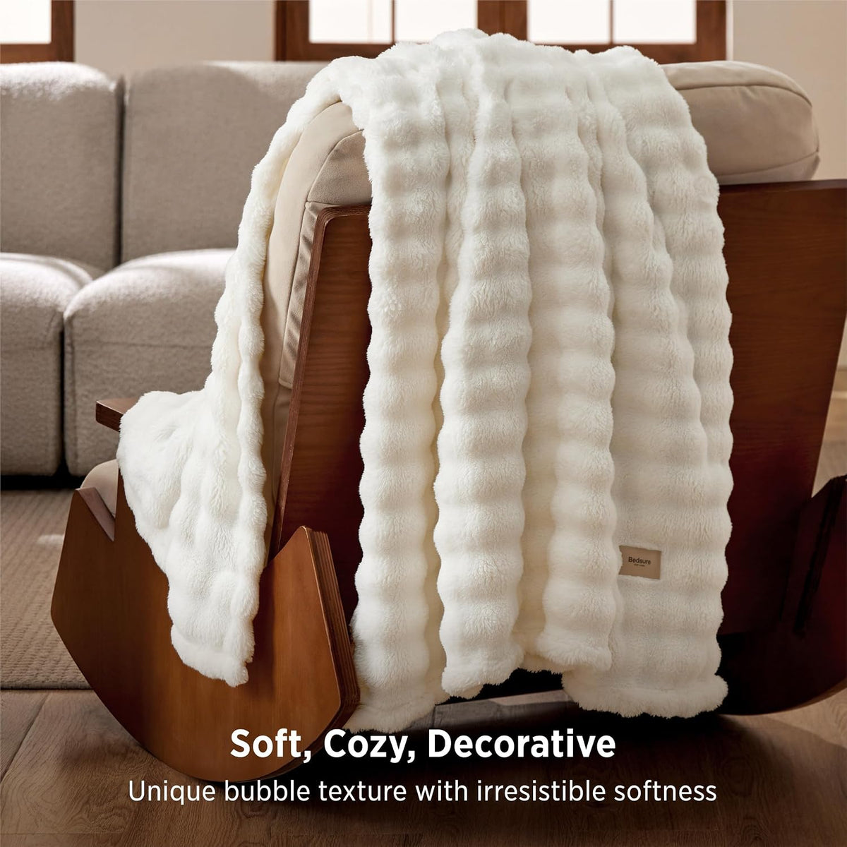 Bedsure Cloud Bubble Blanket, Soft Cozy Throw, Off White, 50"×60"