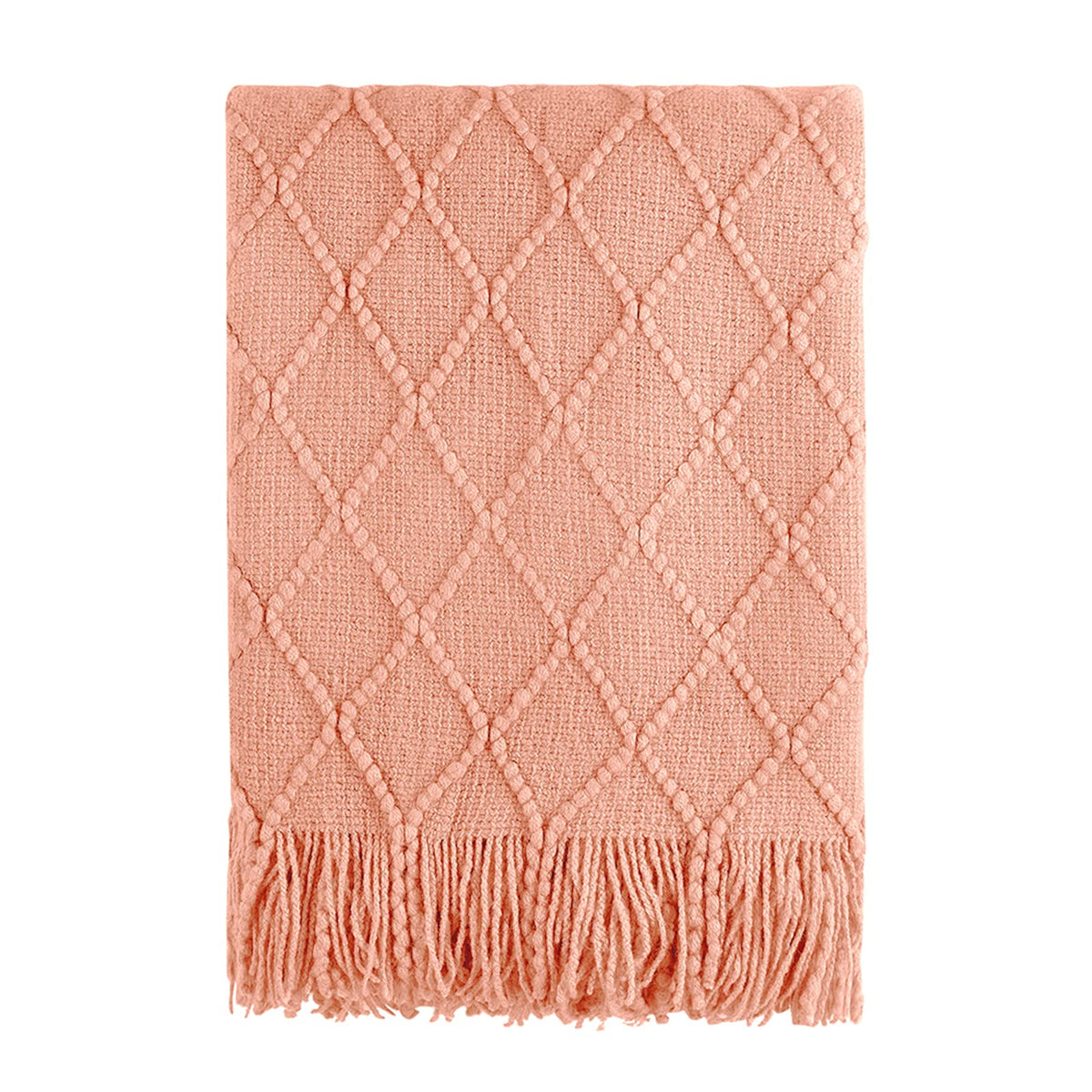 BOURINA Beige Throw Blanket 50x60 Inch Boho Knitted Soft Throw Sofa Blanket