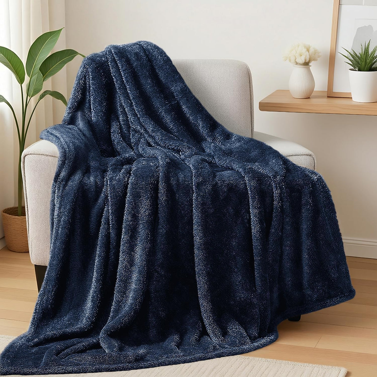 Exclusivo Mezcla Fuzzy Large Fleece Throw Blanket for Couch, Dusty Pink
