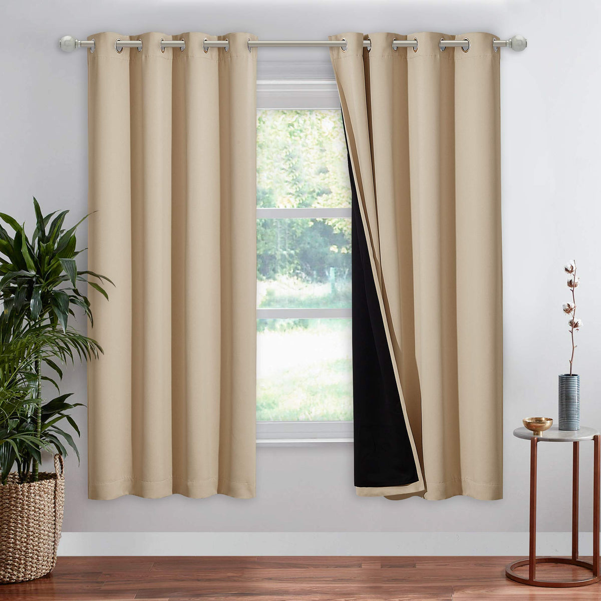 NICETOWN 100% Blackout Curtain 54 inches Long, Double-Deck Completely Blackout Window Treatment Thermal Insulated Lined Drape for Small Window (White, 1 PC, 52 inches Width Each Panel)