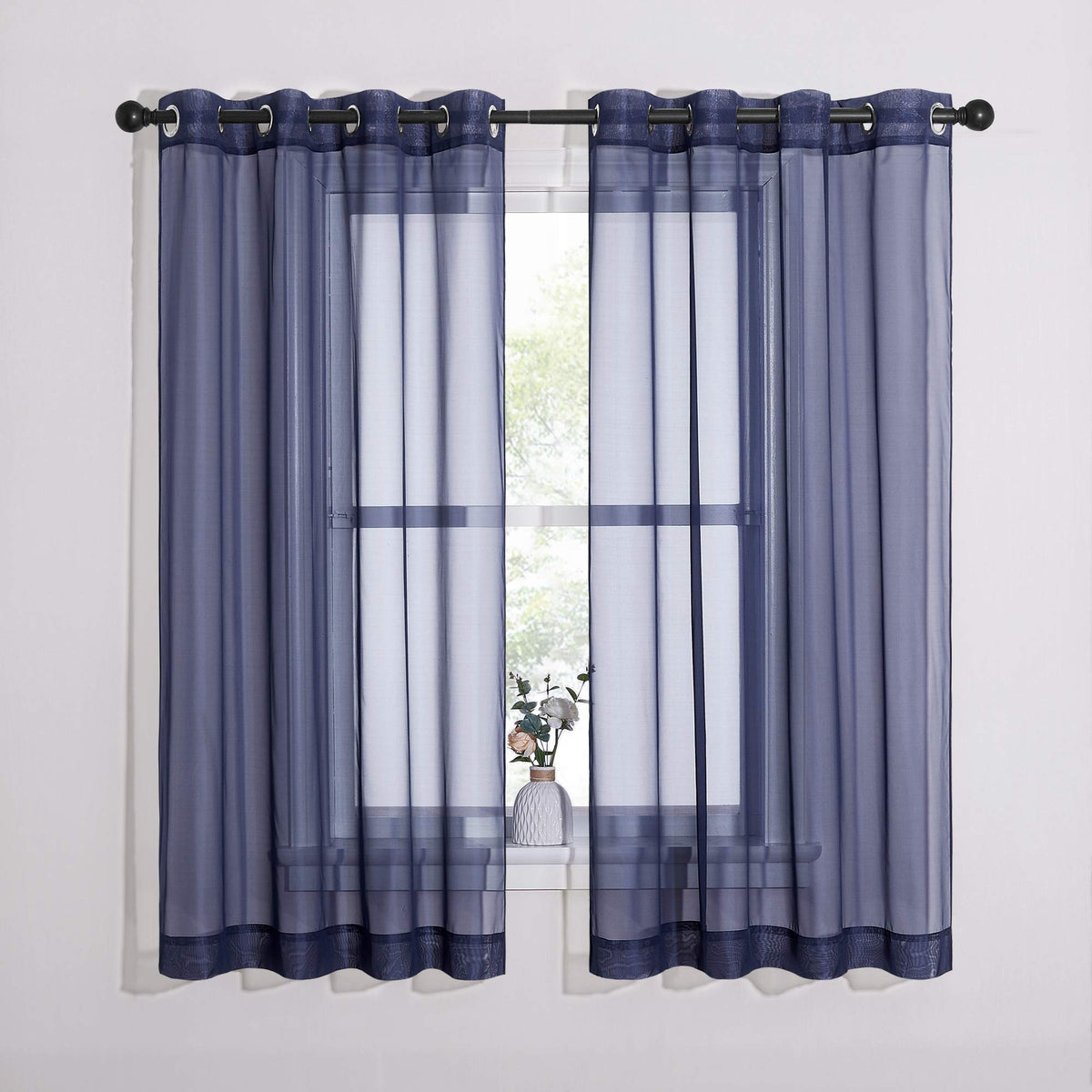 NICETOWN White Sheer Curtains & Drapes 96 inches Long for Living Room - Grommet Top Solid Lightweight & Airy Gauzy Window Treatments with Light Filtering for Bedroom, 2 Panels, W54 x L96