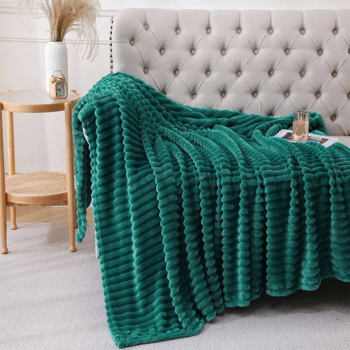 Khaki Throw Blanket for Couch Sofa 50x60 inches Striped Design