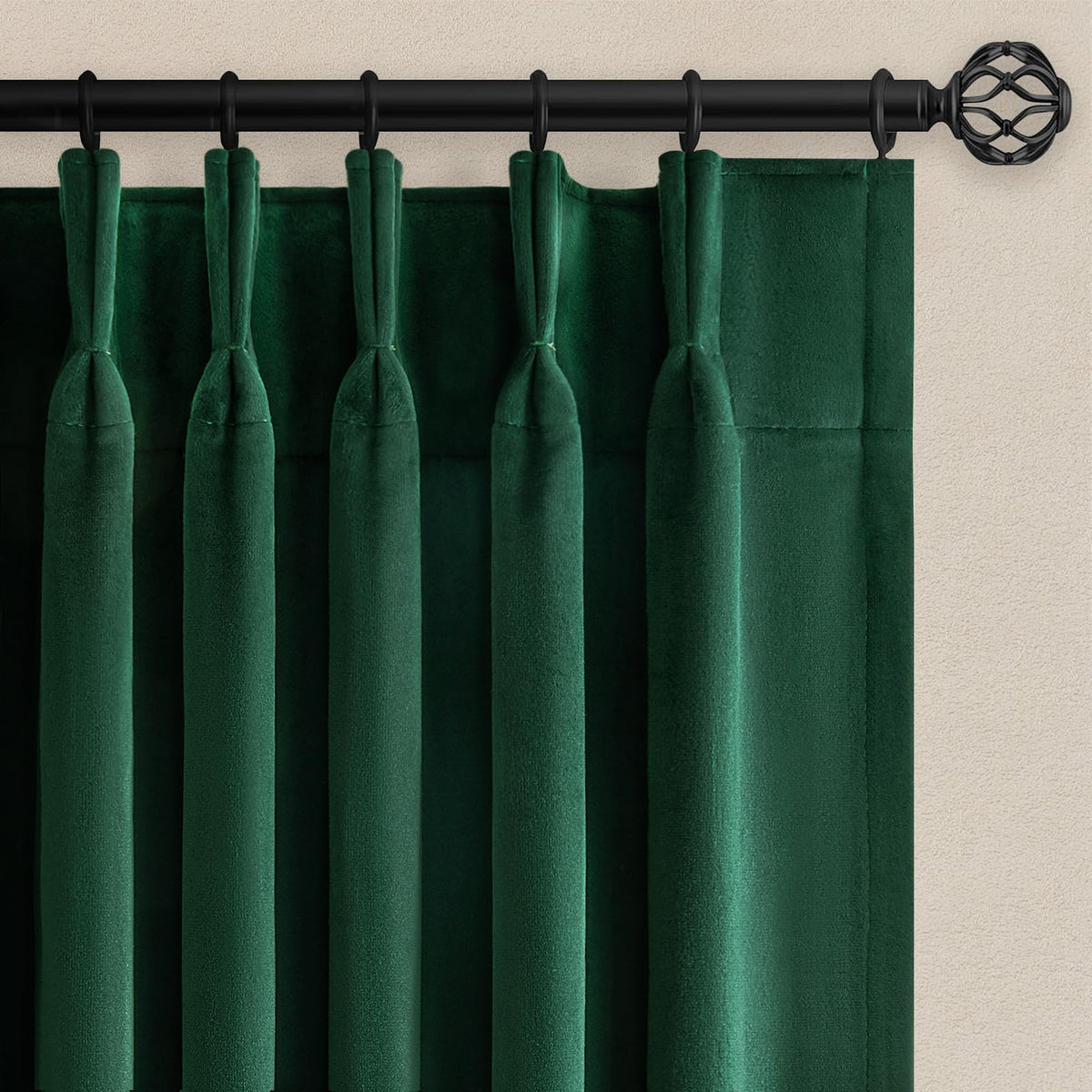 Olive Green Velvet Blackout Curtains 84 Inches 2 Panels Forest Green Elegant Vintage Pinch Pleated Drapes for Living Room Bedroom Thermal Soundproof Back Tab Window Panels,W40 x L84,Home Decor