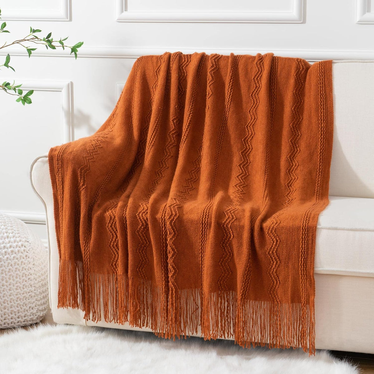 BATTILO HOME Rust Throw Blanket for Couch, 50"x60"