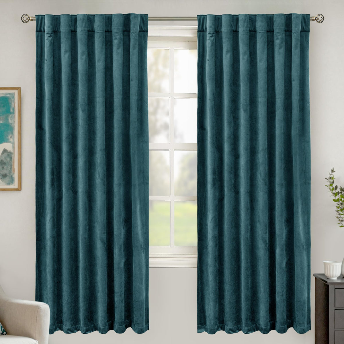 BGment Christmas Red Velvet Curtains 96 Inches for Living Room, Thermal Room Darkening Curtains Sound Reduce Drapes with Back Tab and Rod Pocket for French Door, 2 Panels, 52 x 96 Inch