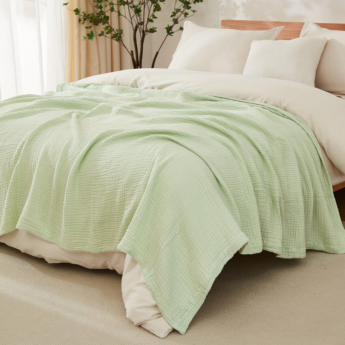 EMME Muslin Throw Blanket for Adults 100% Cotton Blankets for Couch Breathable Gauze All Season Soft and Lightweight Pre-Washed (Teal, 50"x71")