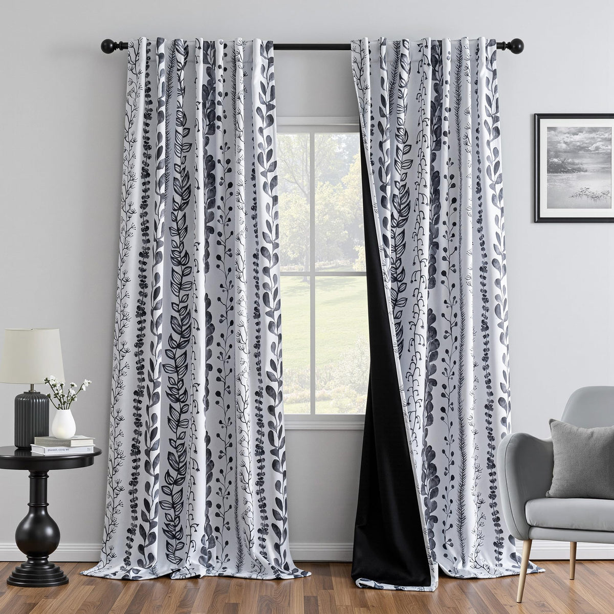 MEETSKY Sage Green Curtains 72 Inches Long 2 Panels Boho Curtains for Living Room Light Filtering Patterned Drapes for Bedroom Linen Style Back Tab Leaf Print Window Treatment, 50” Wide Each Panel