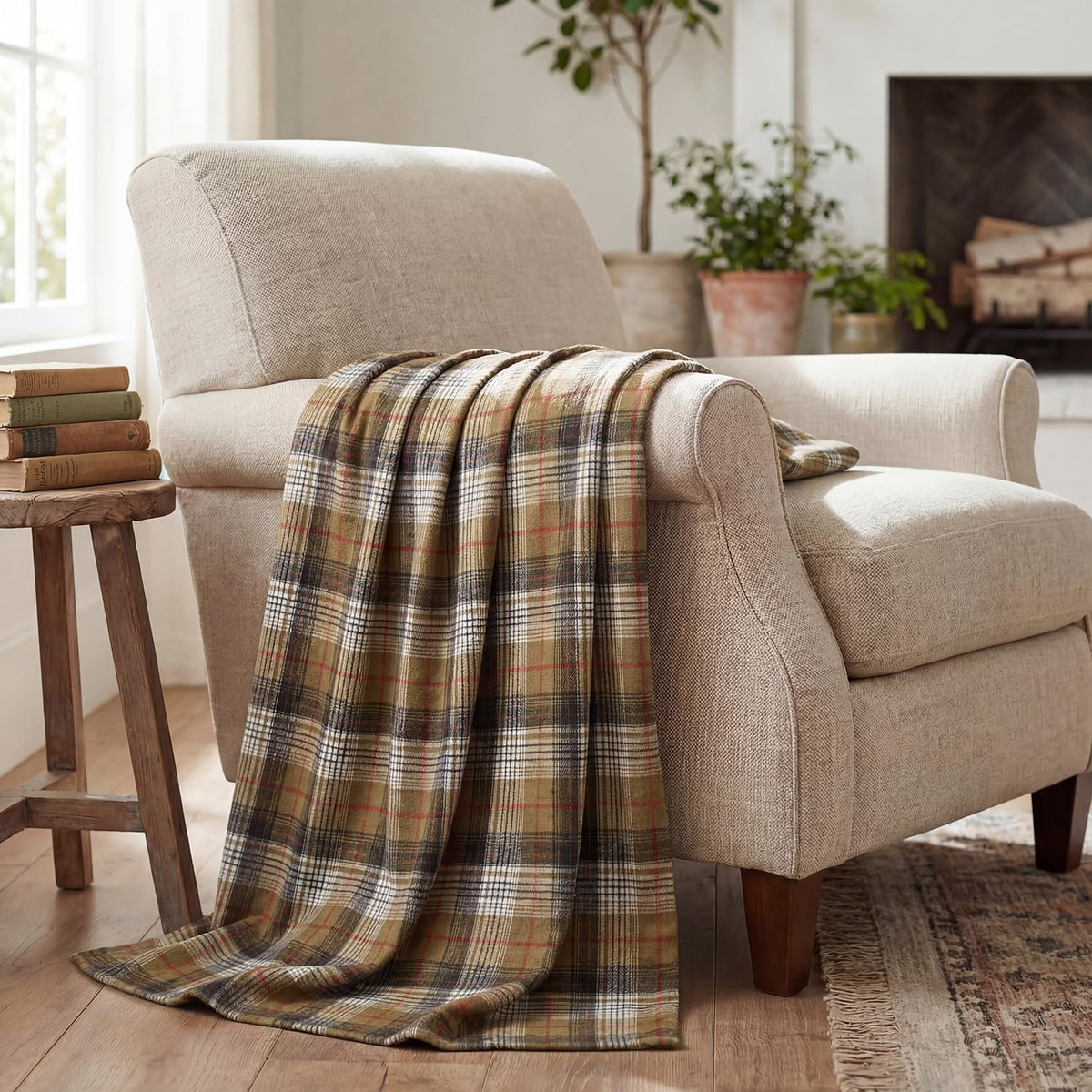 Horaldaily Rust Plaid Fall Decorative Throw Blanket 50x60