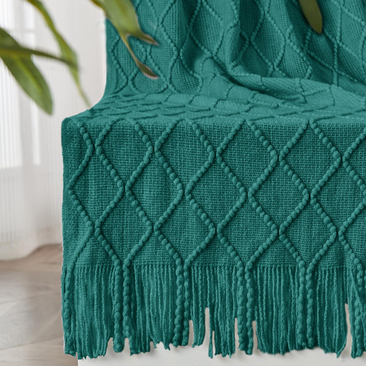 inhand Off White Knitted Throw Blanket for Couch and Bed, 50"x60"