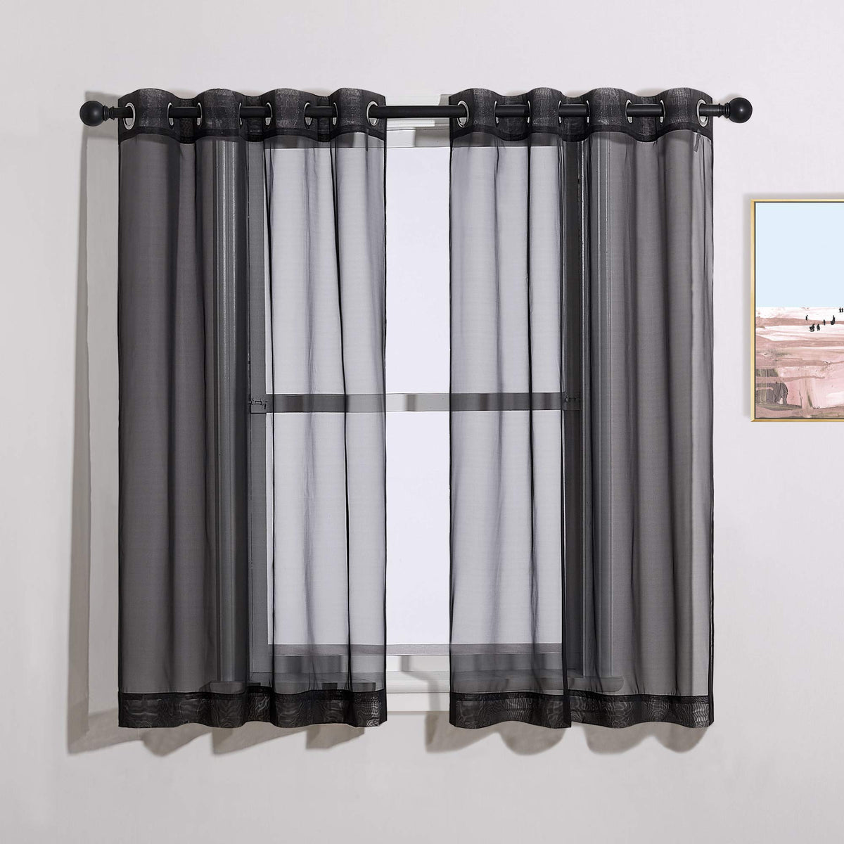 NICETOWN White Sheer Curtains & Drapes 96 inches Long for Living Room - Grommet Top Solid Lightweight & Airy Gauzy Window Treatments with Light Filtering for Bedroom, 2 Panels, W54 x L96