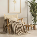 EverGrace Plaid Chenille Fall Throw Blanket, 50"x60", Harvest Orange Plaid