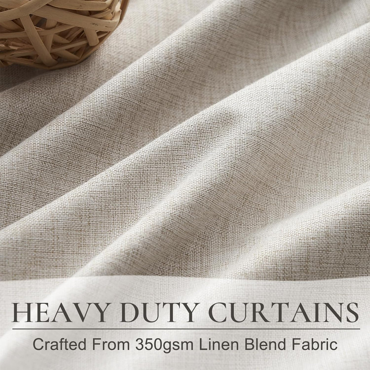 100% Blackout Curtains 84 Inch Length 2 Panels Set Farmhouse Style for Bedroom Windows/Living Room Thermal Insulated Neutral Boho Drapes Linen Blend Natural Ivory 7ft Long Hook Belt Pleated/Back Tab