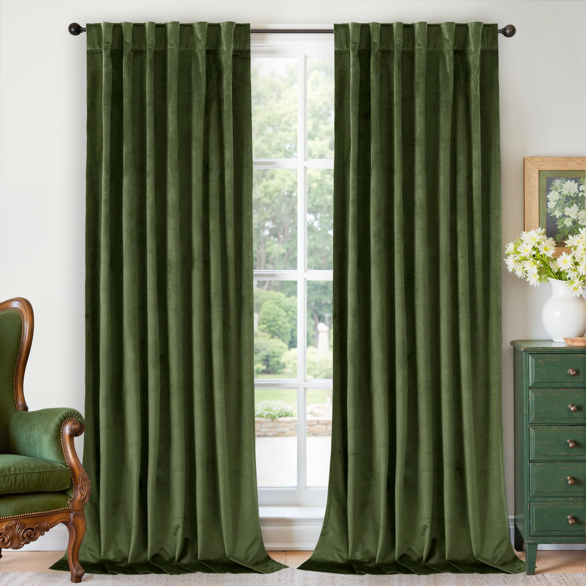 BGment Christmas Red Velvet Curtains 96 Inches for Living Room, Thermal Room Darkening Curtains Sound Reduce Drapes with Back Tab and Rod Pocket for French Door, 2 Panels, 52 x 96 Inch