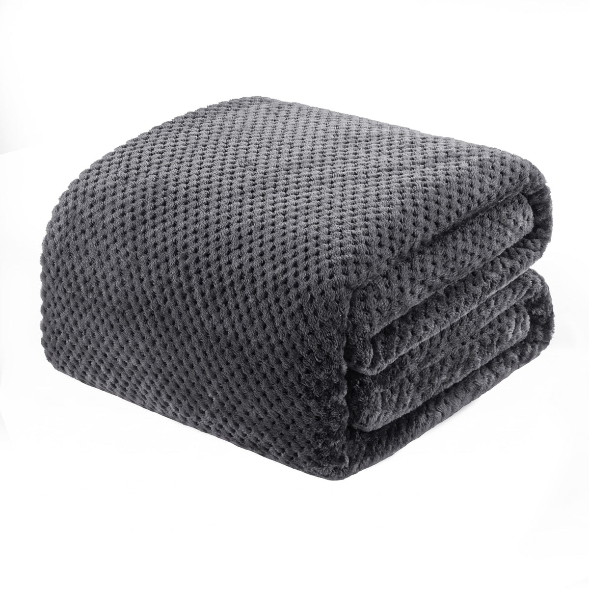 Exclusivo Mezcla Large Waffle Fleece Throw Blanket for Couch, Slate Blue