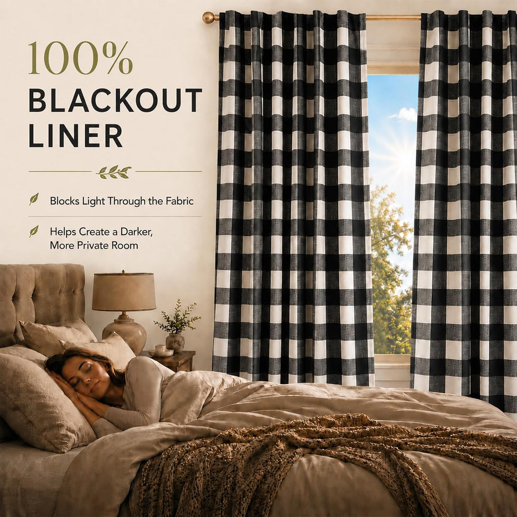 Blackout Curtains for Bedroom, Buffalo Plaid Curtains for Living Room