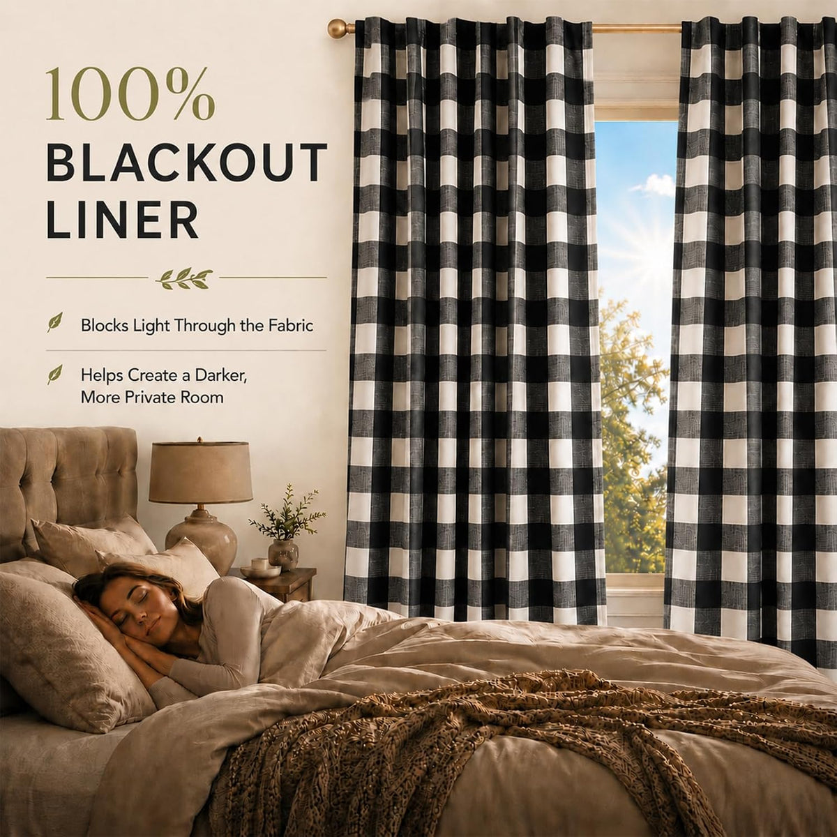 Blackout Curtains for Bedroom, Buffalo Plaid Curtains for Living Room