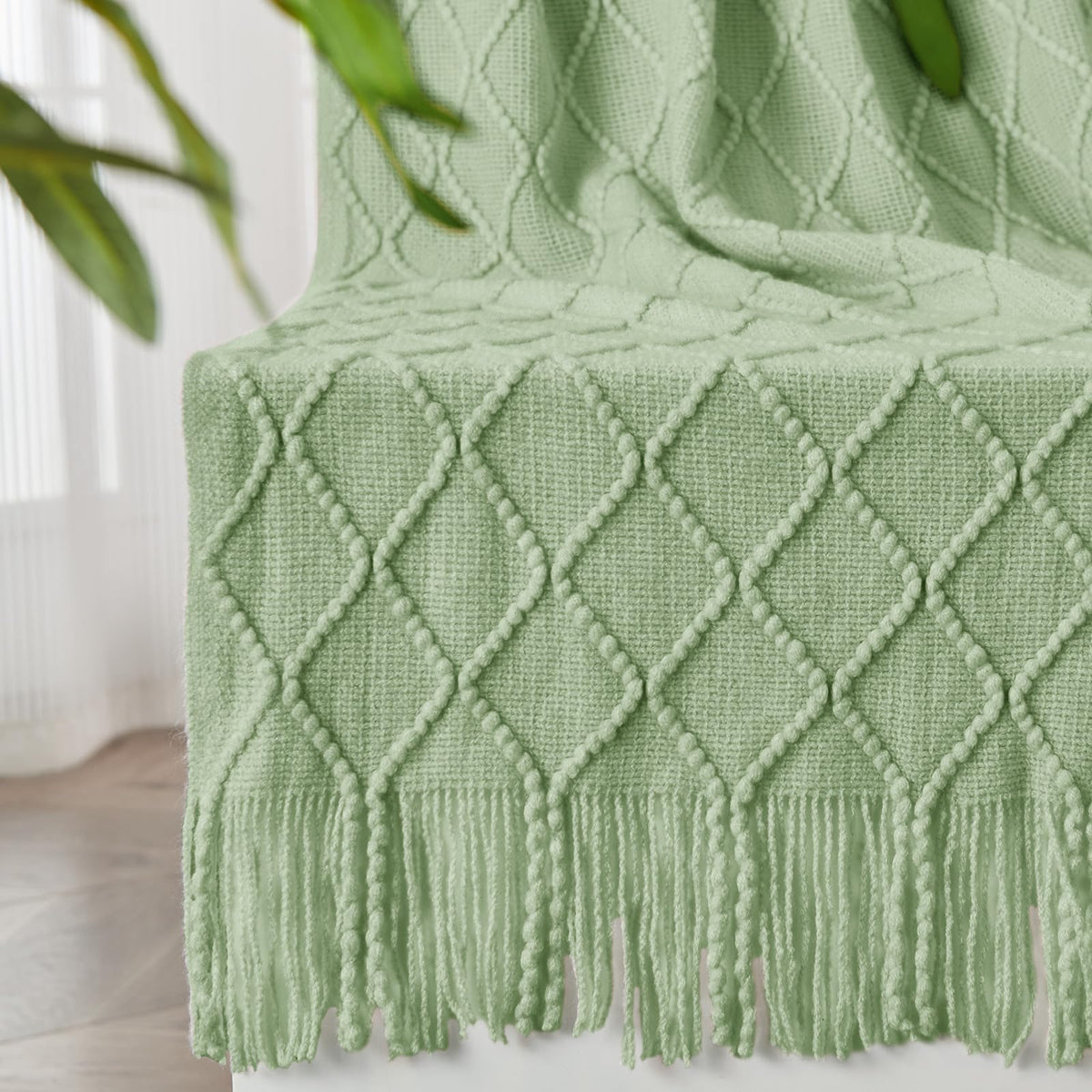 inhand Off White Knitted Throw Blanket for Couch and Bed, 50"x60"
