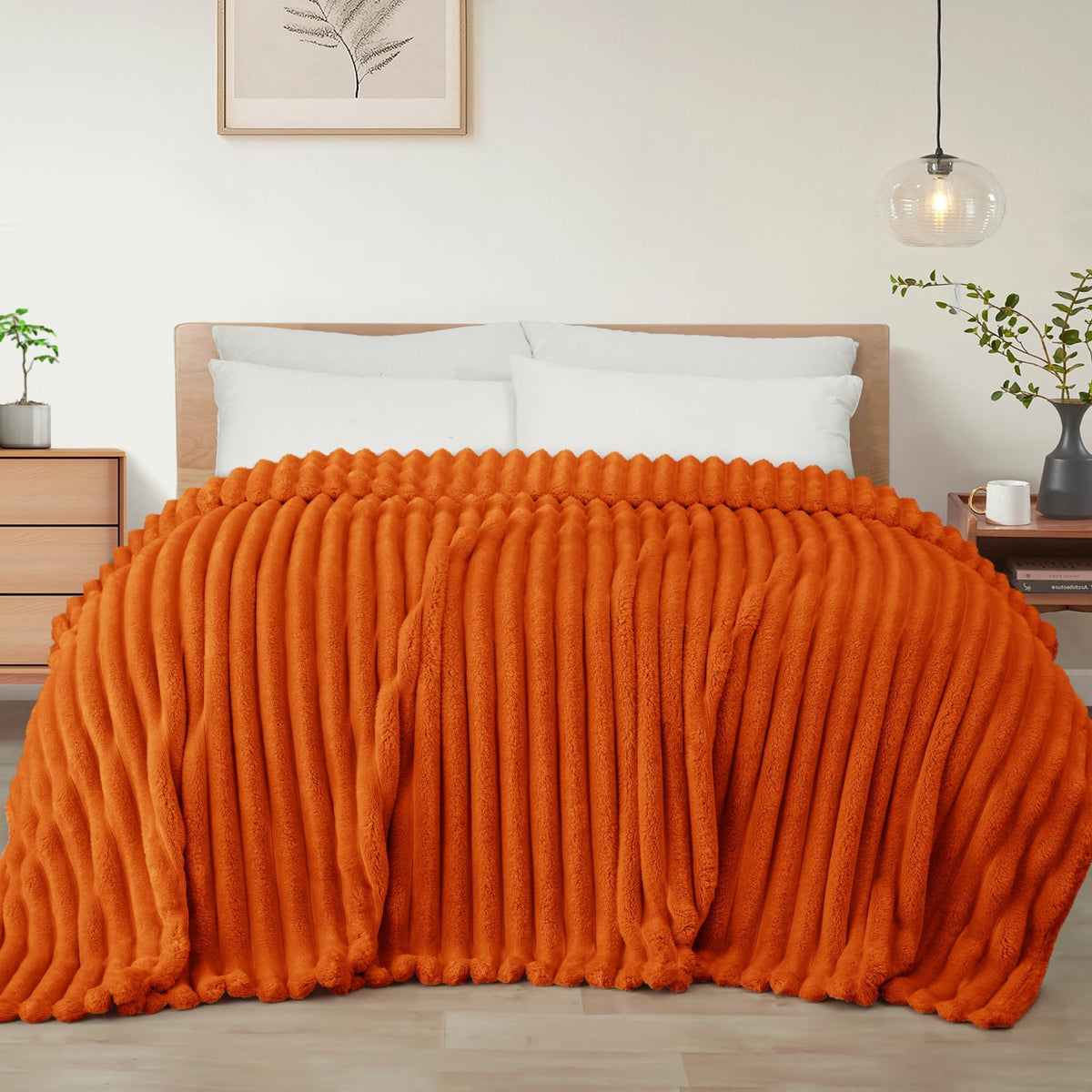 Exclusivo Mezcla Striped Fleece Throw Blanket for Couch, Sofa, Bed, 50"x60"