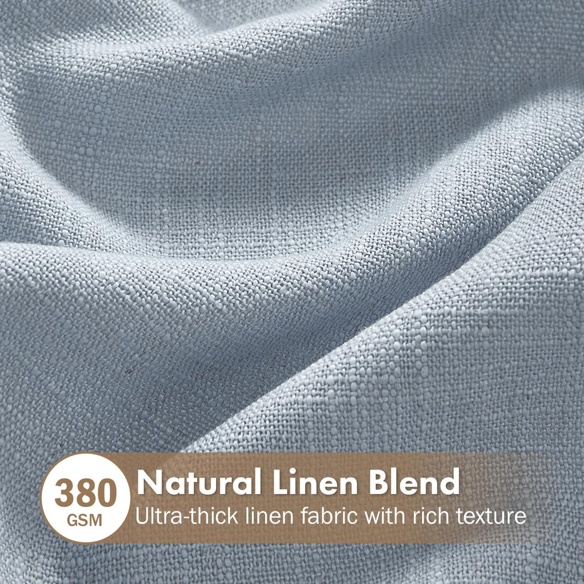 MIULEE Thick Linen Curtains, 42Wx72L, Light Blue Semi Sheer Linen Textured