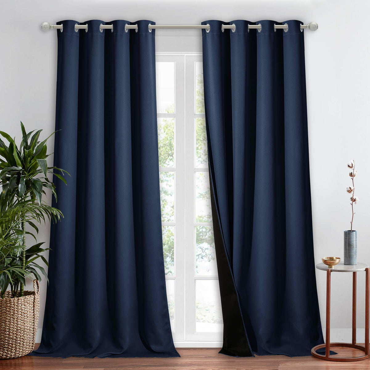 NICETOWN 100% Blackout Curtain 54 inches Long, Double-Deck Completely Blackout Window Treatment Thermal Insulated Lined Drape for Small Window (White, 1 PC, 52 inches Width Each Panel)