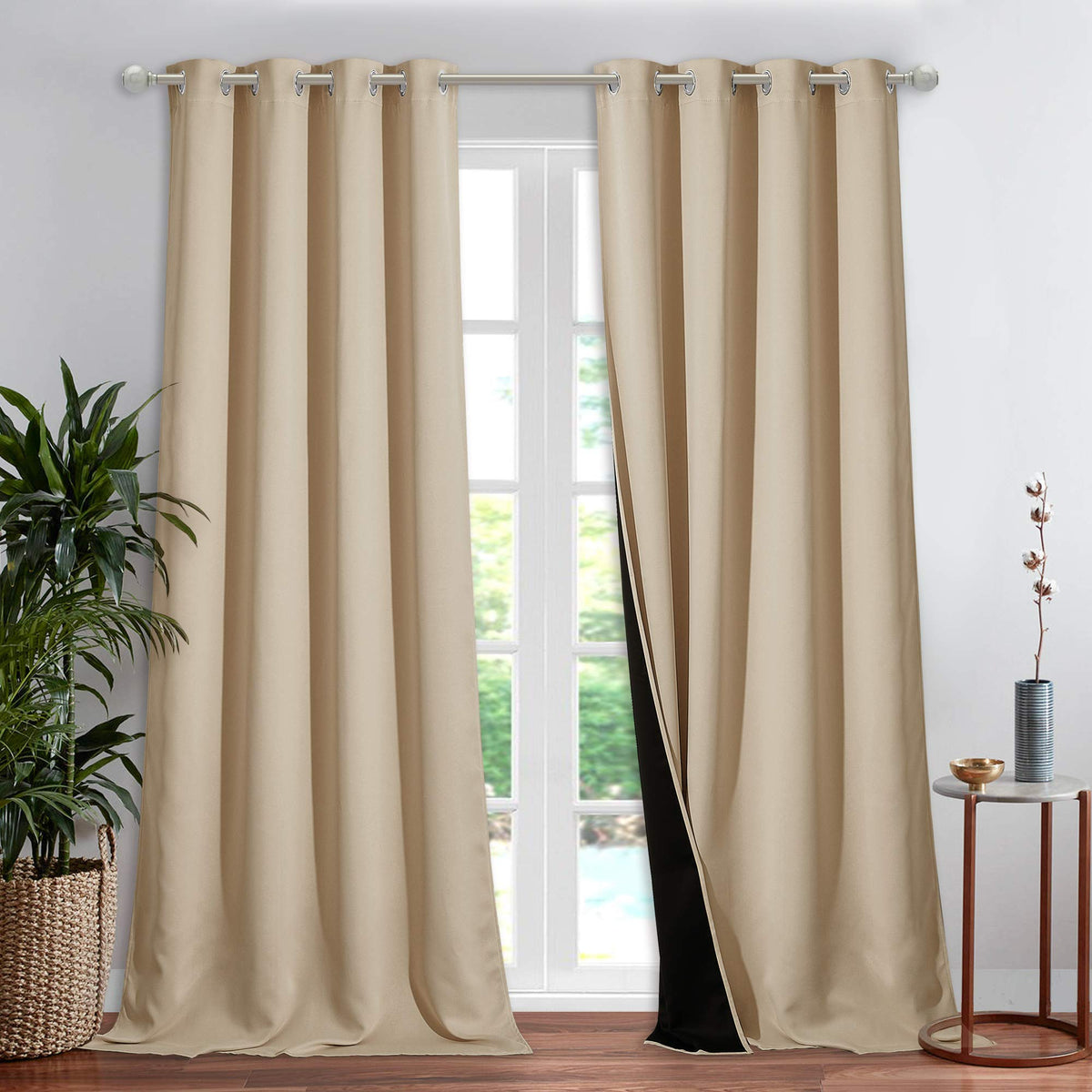 NICETOWN 100% Blackout Curtain 54 inches Long, Double-Deck Completely Blackout Window Treatment Thermal Insulated Lined Drape for Small Window (White, 1 PC, 52 inches Width Each Panel)