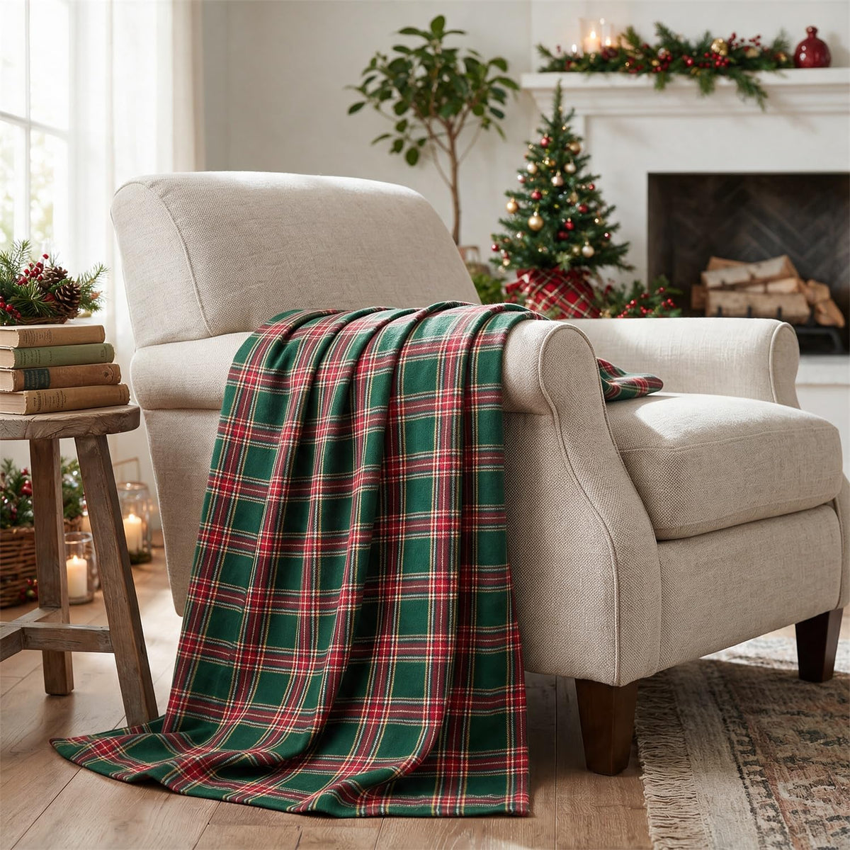 Horaldaily Rust Plaid Fall Decorative Throw Blanket 50x60