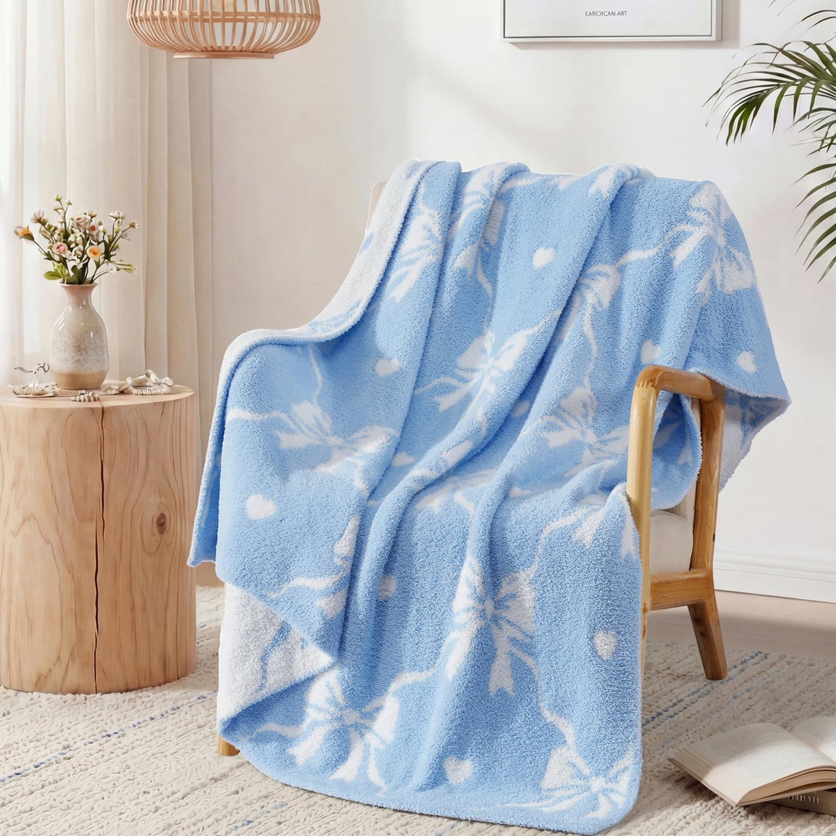 WRENSONGE Soft Checkered Throw Blanket for Couch-Cozy Warm Knitted Blankets