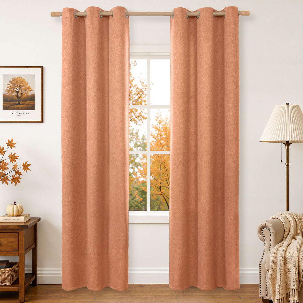 BGment Oatmeal Linen Curtains for Living Room 95 Inch Length 2 Panels Set, Privacy Drapes Light Filtering with Grommet for Farmhouse Bedroom No See Through, Each 52 Inch Wide