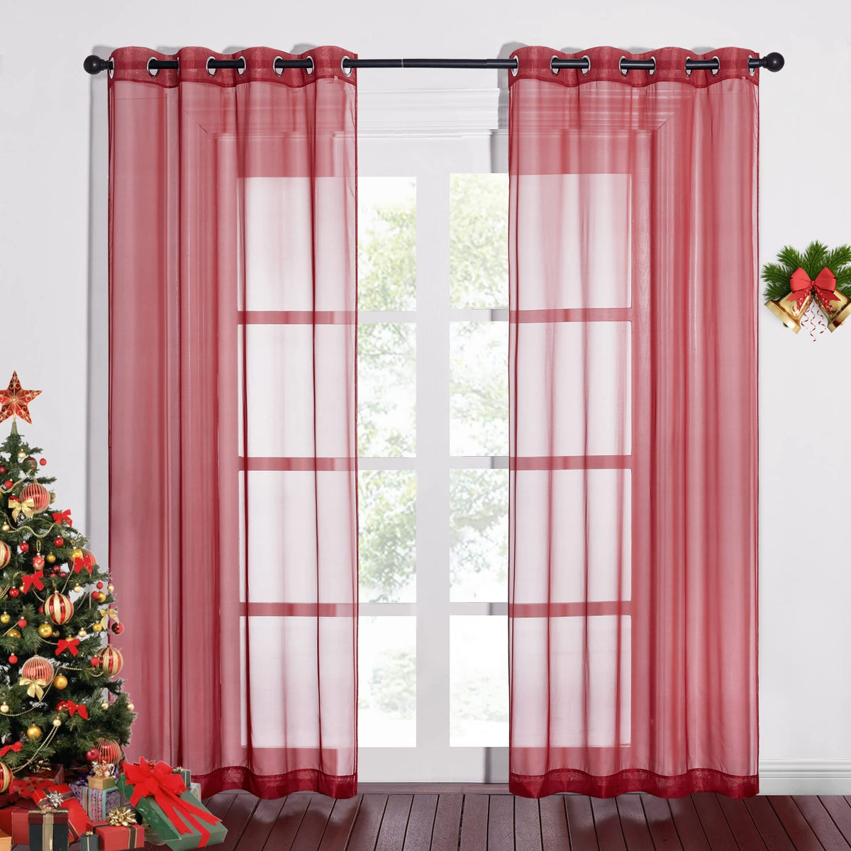 NICETOWN White Sheer Curtains & Drapes 96 inches Long for Living Room - Grommet Top Solid Lightweight & Airy Gauzy Window Treatments with Light Filtering for Bedroom, 2 Panels, W54 x L96