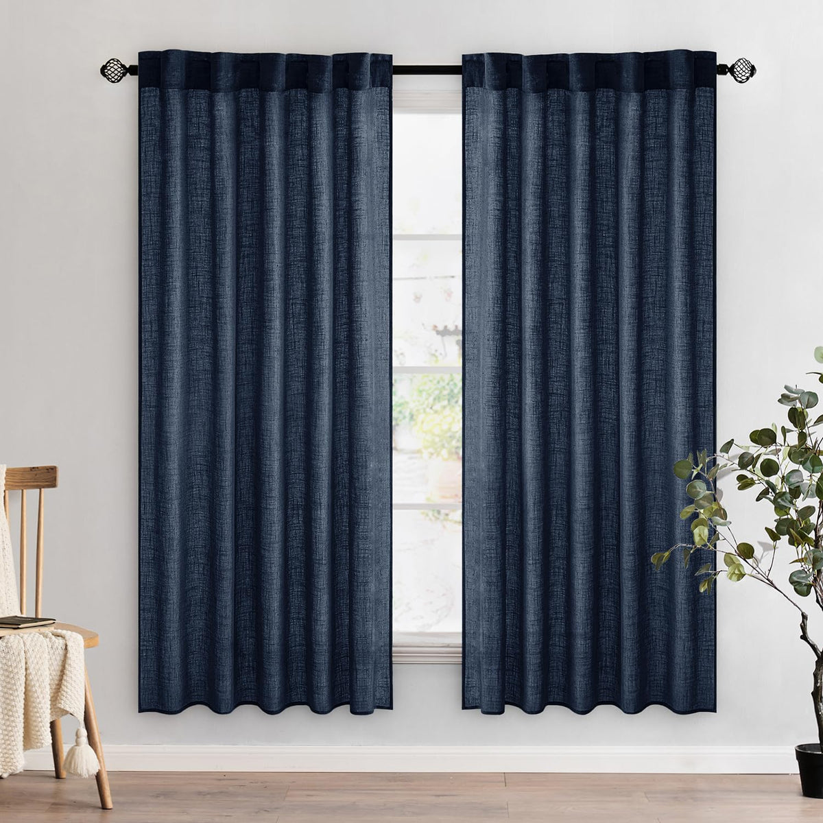 MIULEE Taupe Linen Curtains 52x84 Inch Length for Bedroom and Living Room